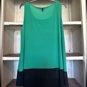 016- Green/Black Sleeveless Blouse XL